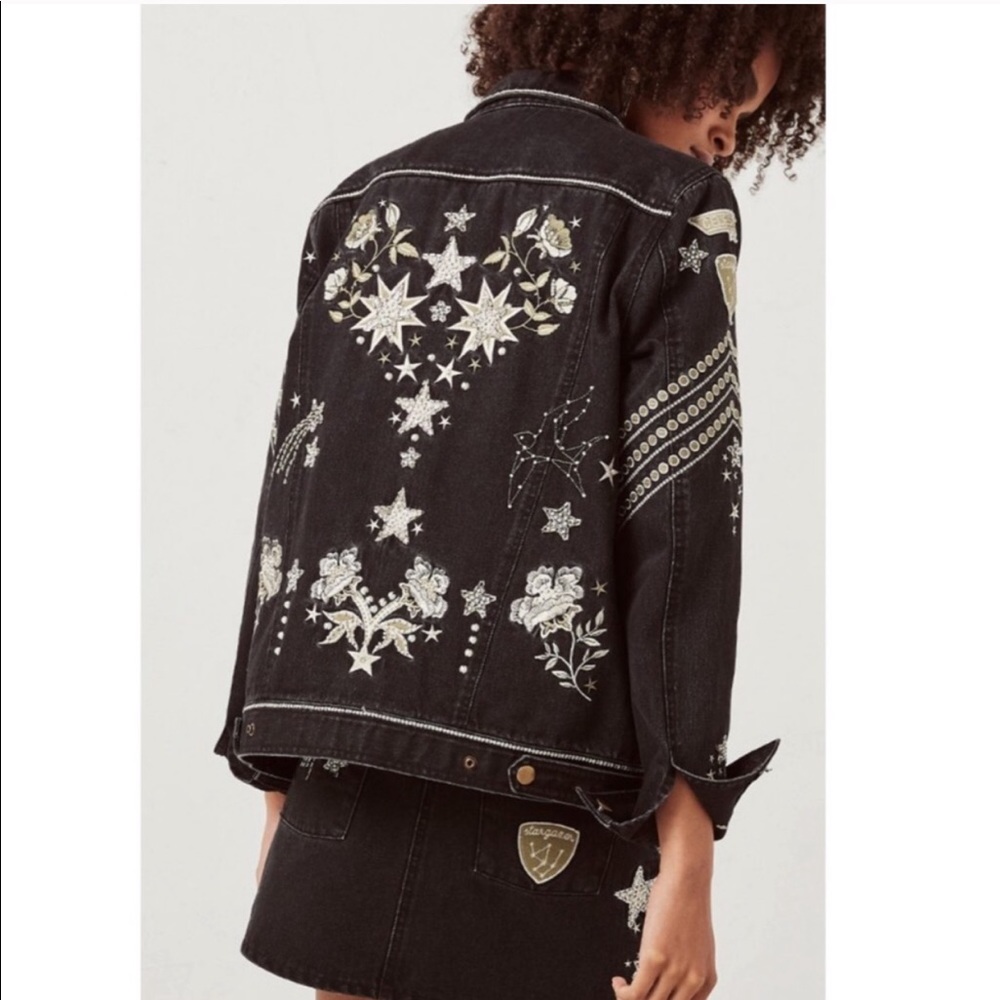 Spell Celestial Black Denim Embellished Jacket